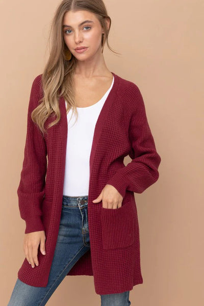 Cooler Days Cardigan Wine Red