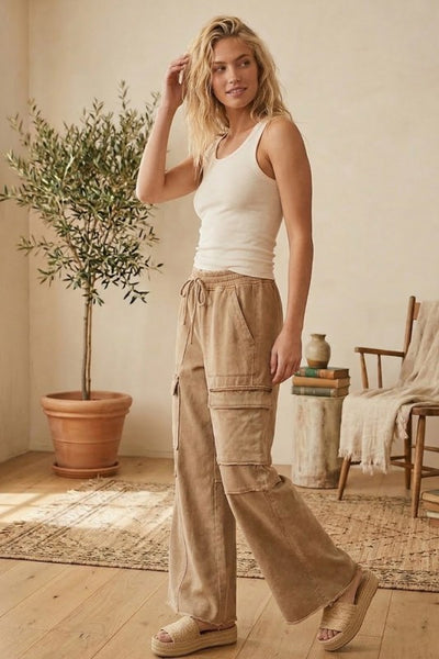 Mineral Washed Cargo Pant Mocha