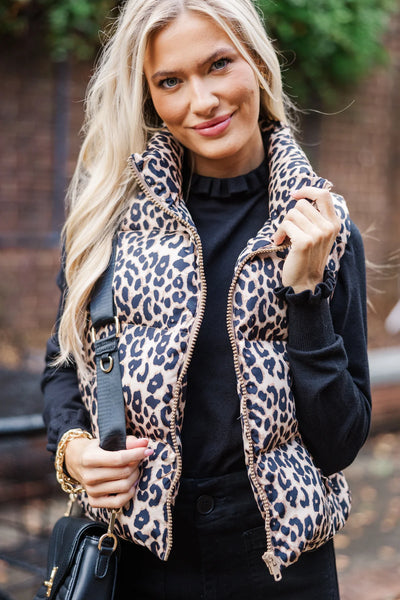 Wild Side Leopard Puffer Vest