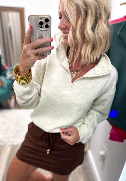 Scuba Half Zip Pullover Sweatshirt Vanilla