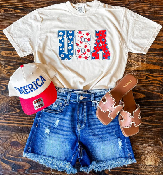 Comfort Colors Floral USA Tee