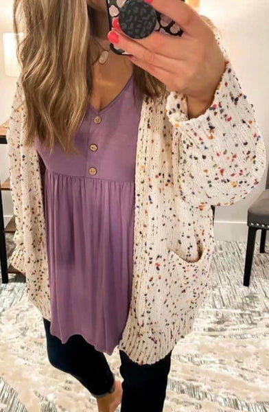 Ivory Cream Confetti Confetti Cardigan