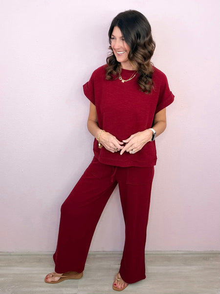 Cotton Slub 2PC Set Dark Red