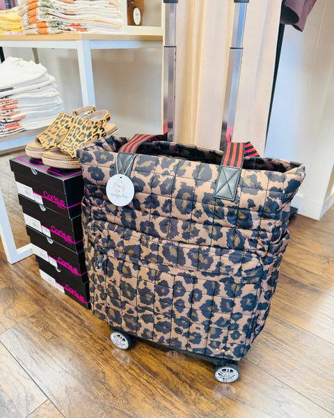 Tenley Quilted Tote Roller Bag Leopard