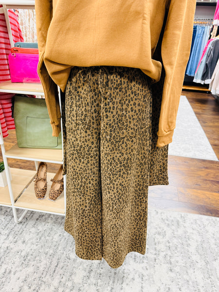 Collette Mocha Leopard Wide Leg Pant