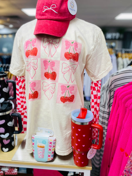 Comfort Colors Cherry Hearts & Bows Tee