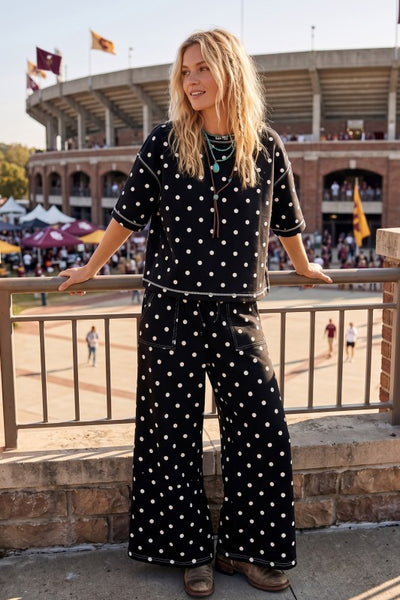 Polka Dot Scuba 2PC Lounge SET Black