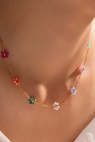 18K Gold Plated S.S. Floral Chain Necklace
