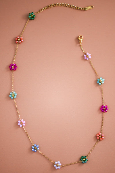 18K Gold Plated S.S. Floral Chain Necklace