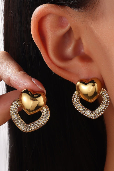 18K Gold Plated S.S. Heart Stud Earring