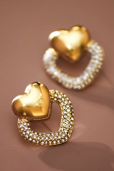 18K Gold Plated S.S. Heart Stud Earring