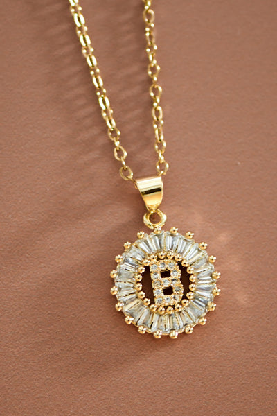 18K Gold Plated S.S. Initial Pendant Necklace
