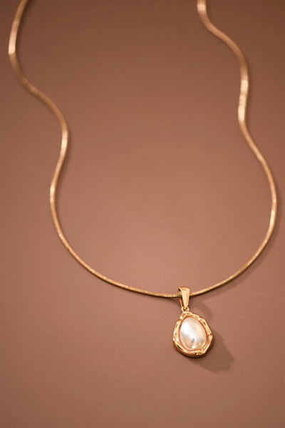18K Gold Plated S.S. Pearl Pendant Necklace