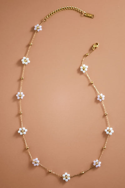18K Gold Plated S.S. Floral Chain Necklace