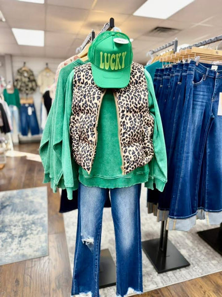 Acid Wash Fleece Sweatshirt Green