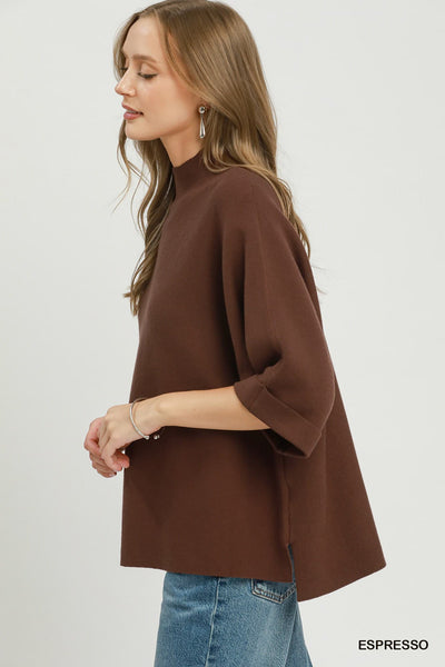 UMGEE Mock Neck Sweater Top Espresso