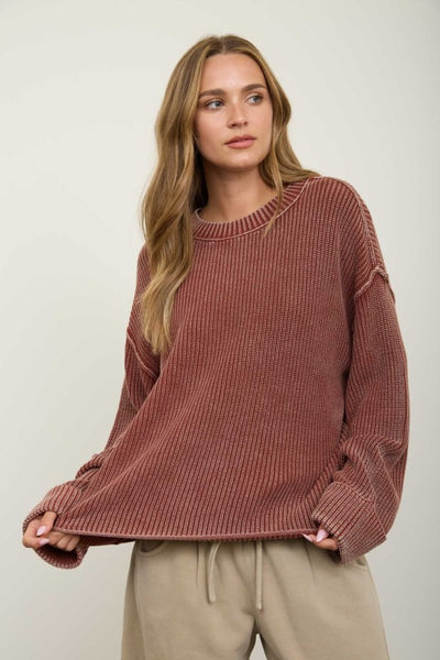 Cuffed Knit Sweater Terracotta