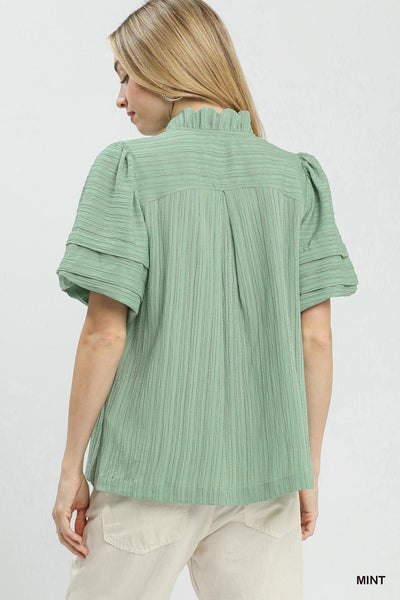 UMGEE Bubble Sleeve Top Mint