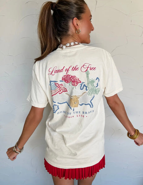 Comfort Colors Land Of The Free Watercolor Tee