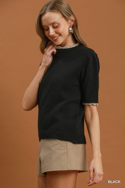 UMGEE Scallop Trim Sweater Black
