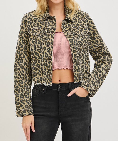 RISEN Leopard Denim Jacket
