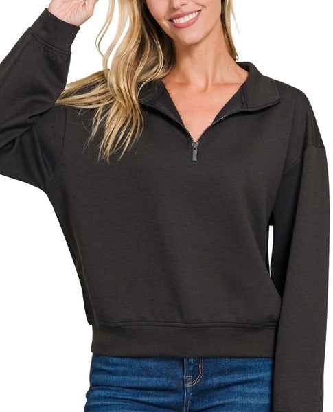 Scuba Half Zip Pullover Sweatshirt Black