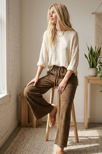Collette Mocha Leopard Wide Leg Pant