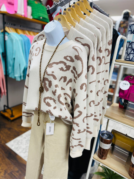 Sutton Beige Animal Print Sweater