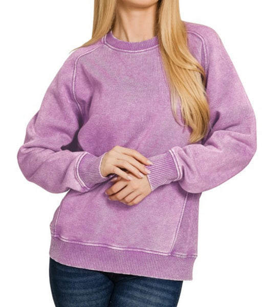 Acid Wash Sweatshirt Violet