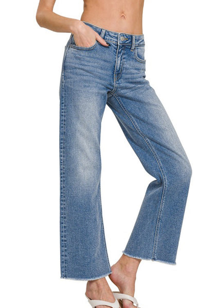 Zenana Lanie Straight Leg Mid Wash Jean