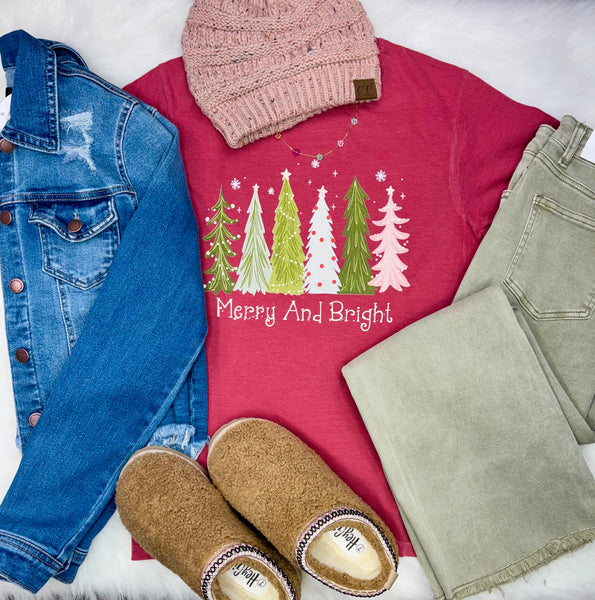 Comfort Colors Crimson Merry & Bright Tee