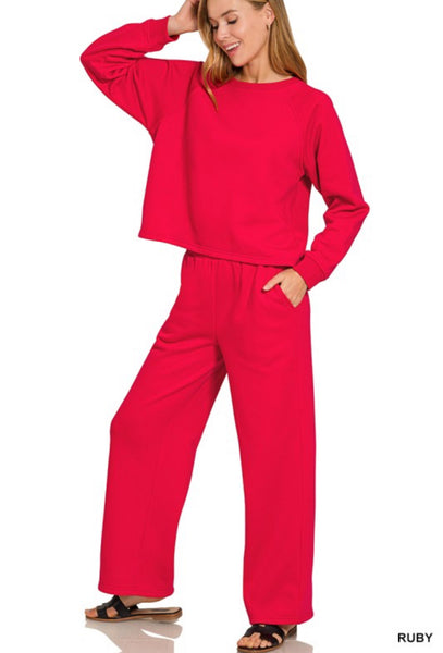 Scuba 2PC Fleece Lined Set Ruby