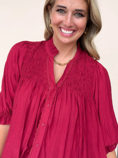 UMGEE Crimson Ruffe Top