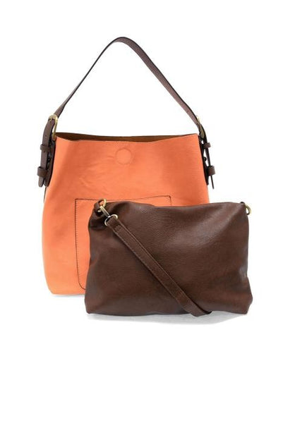 2 PC Joy Susan Classic Hobo Handbag Set Coral Peach