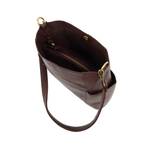 2 PC Joy Susan Kayleigh Side Pocket Bucket Bag Set Oxblood