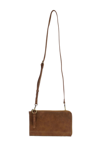 2 PC Karina Convertible Wristlet & Wallet Set Walnut Faux Suede