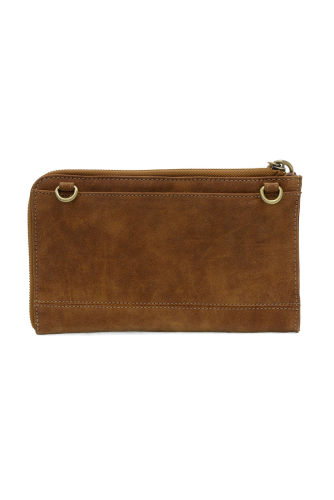 2 PC Karina Convertible Wristlet & Wallet Set Walnut Faux Suede