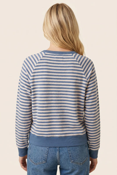 Blue & Ivory Soft Knit Stripe Top