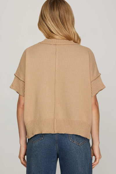 Taupe Classic Crew Neck Sweater Top
