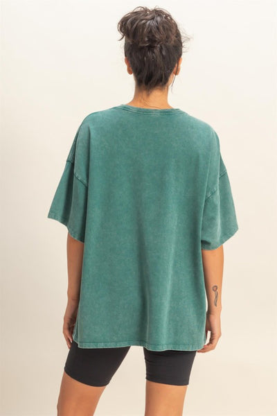 Oversized Mineral Wash Tee Dark Teal