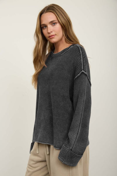 Cuffed Knit Sweater Vintage Black