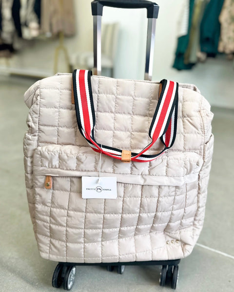 Tenley Quilted Tote Roller Bag Beige
