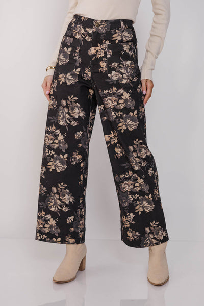 UMGEE Floral Print Pant Black Mix