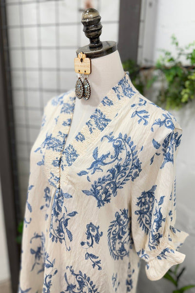 UMGEE Paris Paisley Top Blue Mix