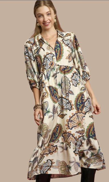 UMGEE Cream Boho Floral Dress