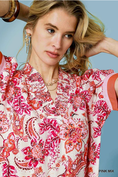 UMGEE Boho Paisley Top Pink Mix