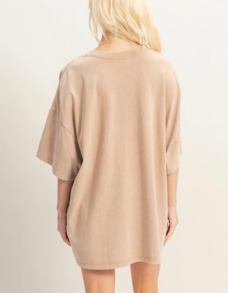 Oversized Mineral Wash Tee Taupe