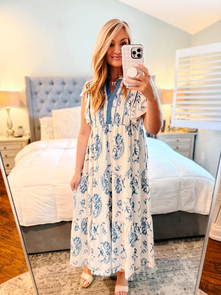 UMGEE Charlotte Paisley Midi Dress Blue Mix