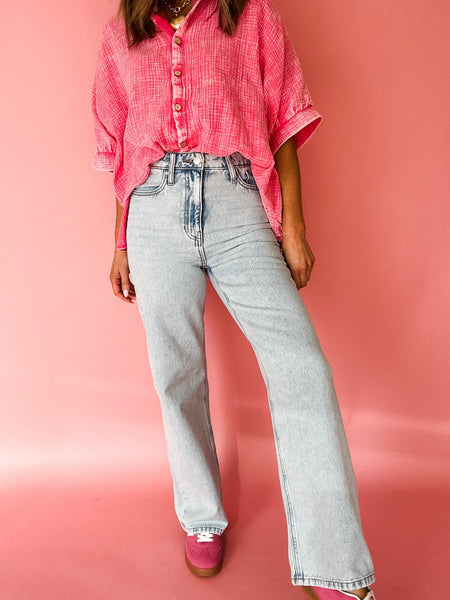 Zenana Newport Light Blue Acid Wash Jean