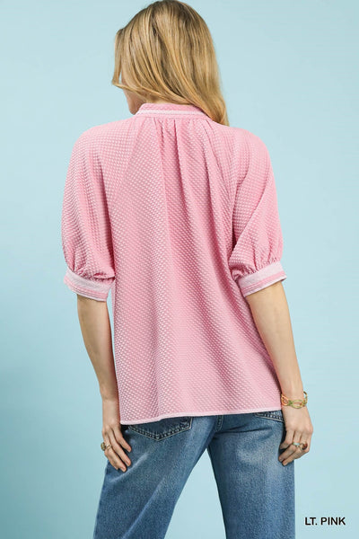 UMGEE Pink Contrast Trim Top